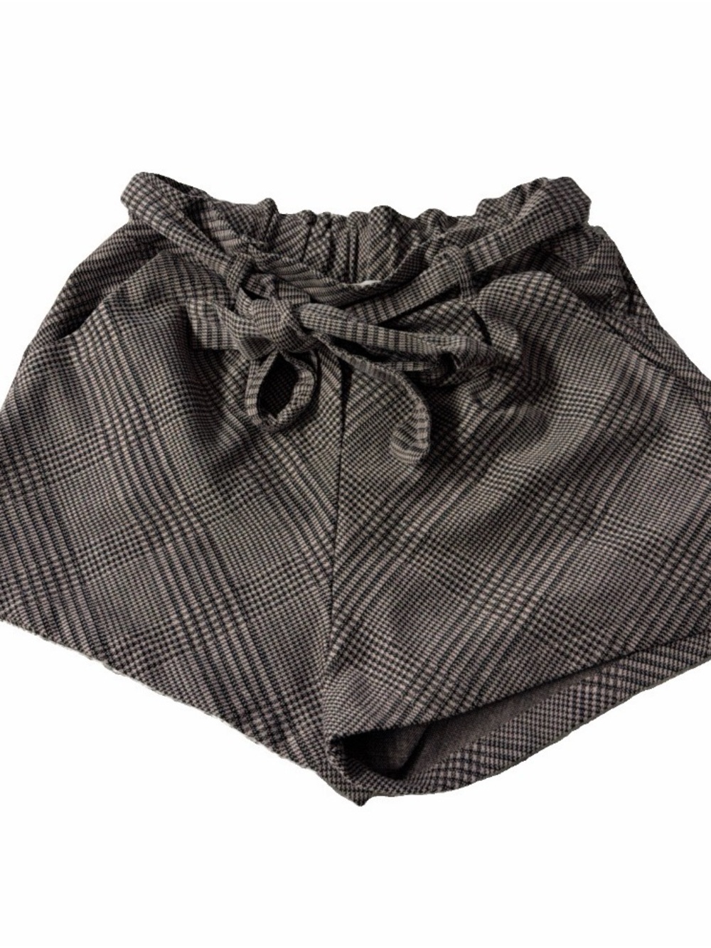 Active USA Plaid Paperbag Waist Women’s Shorts - Black Brown size L